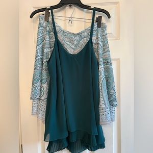 WHBM Asymmetrical Flowing Skirt with matching pleated top